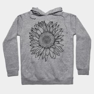 Sunflower Black Line Drawing Hoodie